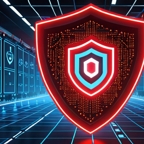 A digital twin of a complex industrial facility, half of which is depicted as vulnerable and exposed with glowing red data streams showing potential weaknesses. The other half is fortified by a robust, interconnected blue network of glowing security protocols and blockchain nodes, symbolizing 'security by design' and proactive threat detection, creating a shield of trust and resilience against cyberattacks. Dynamic lighting, high-tech, futuristic.