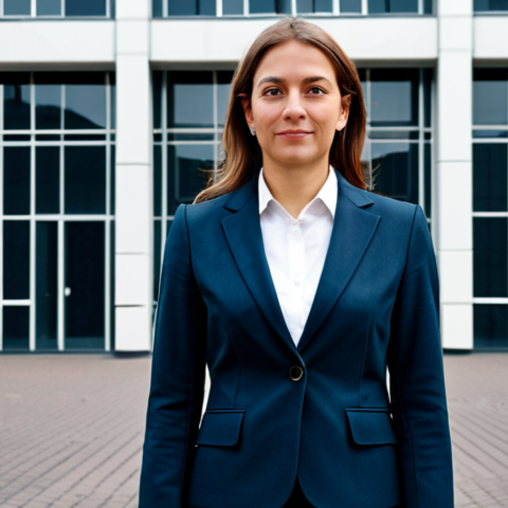 **
"A professional businesswoman in a modest business suit, standing in front of a modern office building in Amsterdam, fully clothed, appropriate attire, safe for work, perfect anatomy, natural proportions, professional photography, high quality."
**