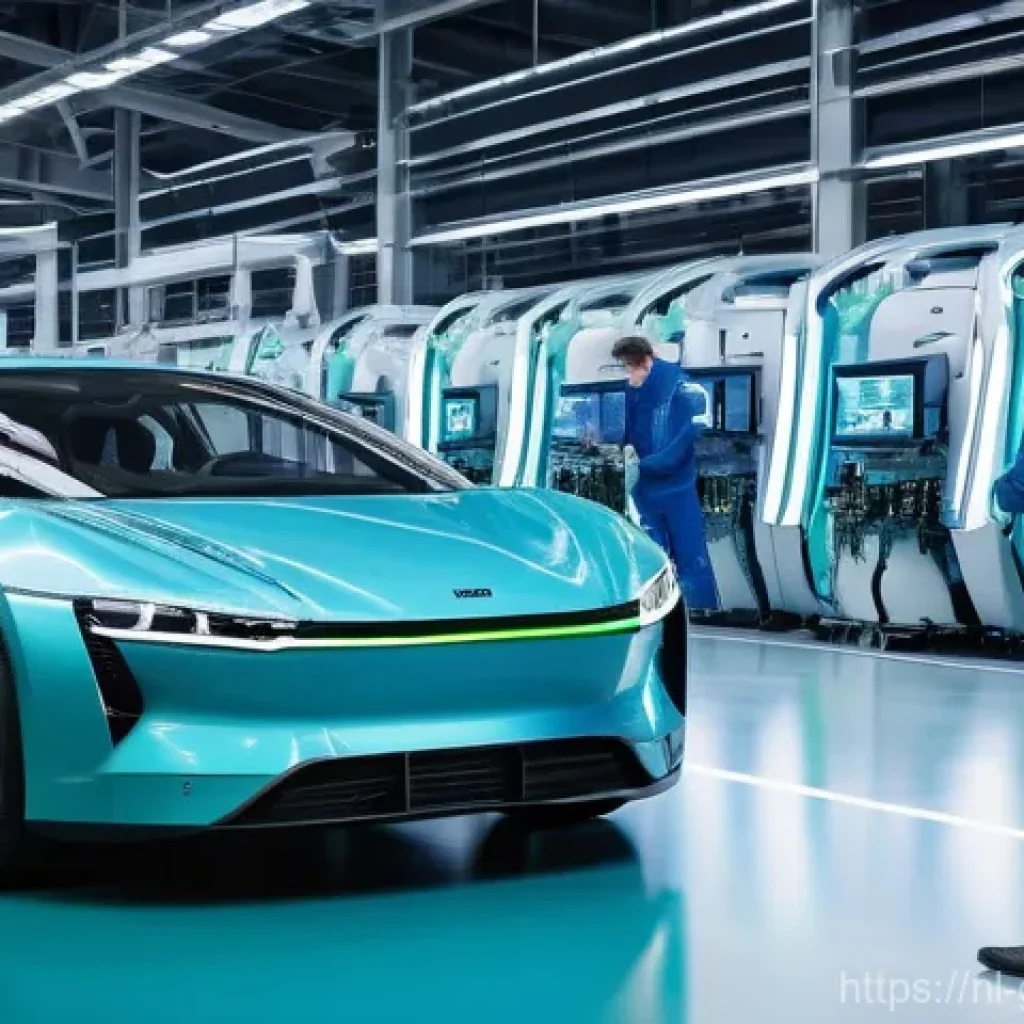 디지털 트윈 기술의 특허 동향 - **Prompt:** "A futuristic factory floor in Europe, bustling with advanced robotic machinery and high...
