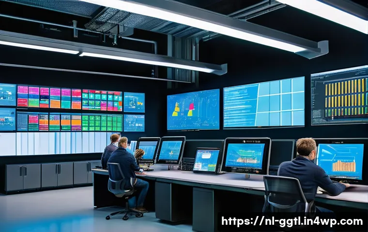 디지털 트윈의 산업별 응용 사례 - A highly detailed digital twin control room inside a modern Dutch manufacturing plant, showing engin...