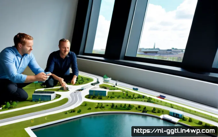 Home 17 디지털 트윈을 통한 전략적 계획 수립 - Photorealistic Dutch urban planning office in Rotterdam, a diverse team of engineers and city planne...